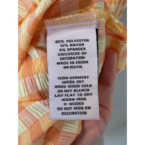 Nanette Lepore Sz 10 Gingham Dress Orange Yellow Check Ruffle Romantic Cottage‎ - Picture 5 of 10